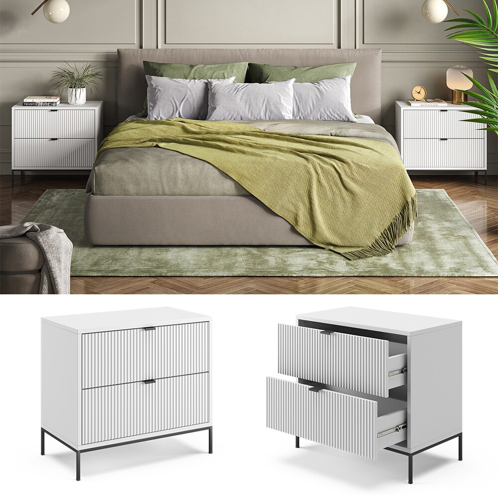 Vicco Nachttisch Eliza Wei&szlig; 2er Set 