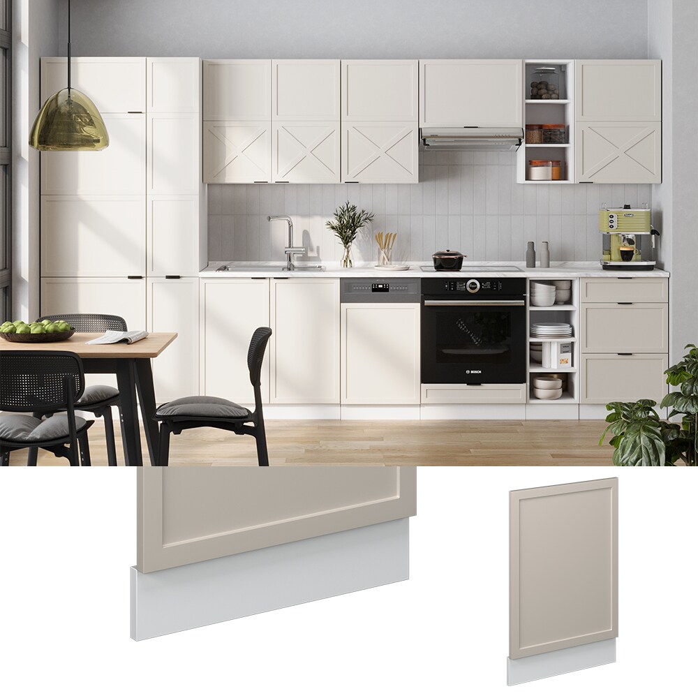 Vicco Geschirrsp&uuml;lerblende Fame-Line Wei&szlig; Grau-Beige gerahmt 45 cm ohne Arbeitsplatte 