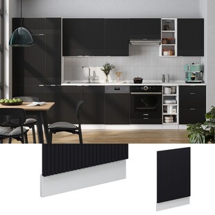 Vicco Geschirrspülerblende Fame-Line Weiß Schwarz gestreift 45 cm ohne Arbeitsplatte 
