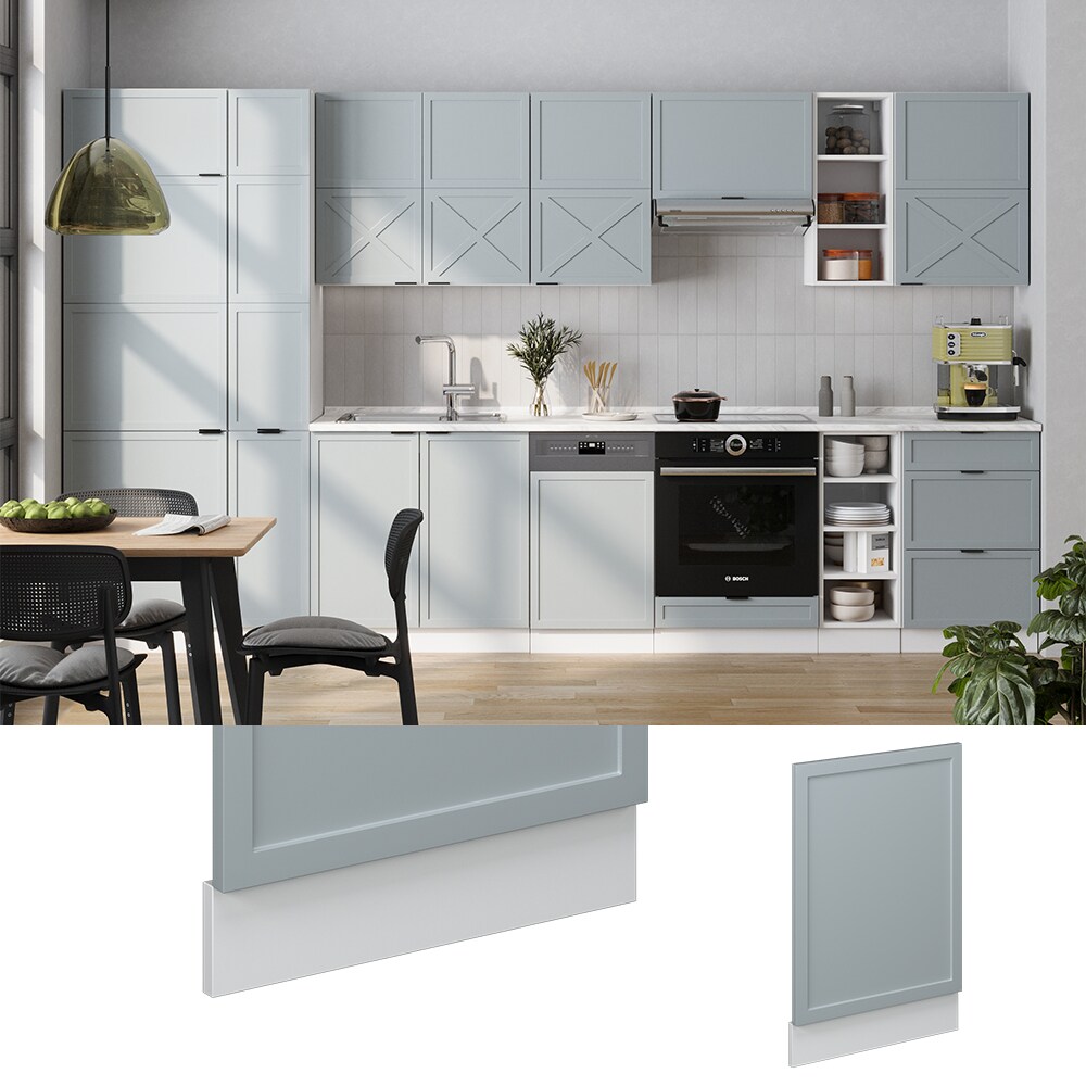 Vicco Geschirrsp&uuml;lerblende Fame-Line Wei&szlig; Hellblau-Grau gerahmt 45 cm ohne Arbeitsplatte 