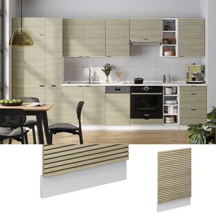 Vicco Geschirrspülerblende Fame-Line Weiß Eiche gefräst 45 cm ohne Arbeitsplatte 