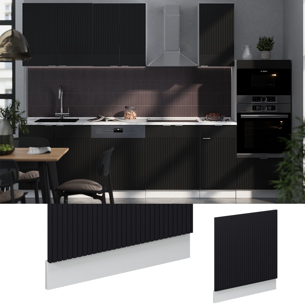 Vicco Geschirrsp&uuml;lerblende Fame-Line Wei&szlig; Schwarz gestreift 60 cm ohne Arbeitsplatte 