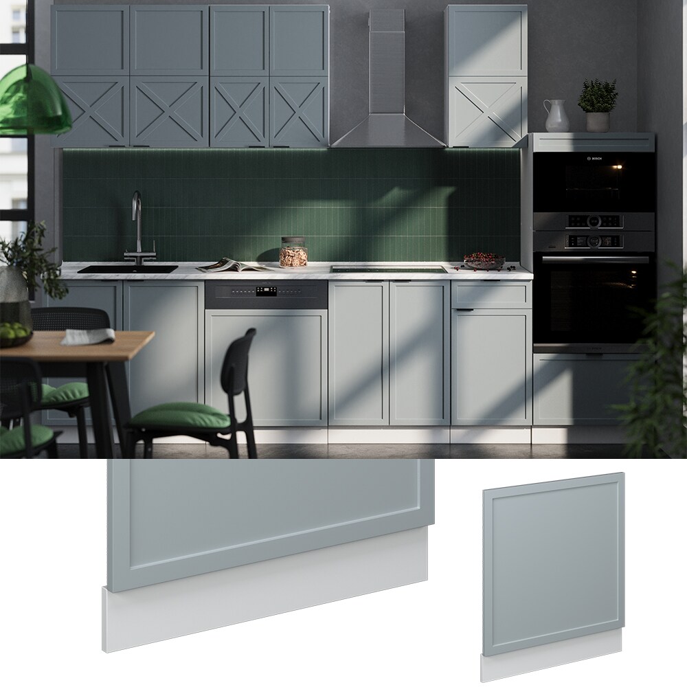 Vicco Geschirrsp&uuml;lerblende Fame-Line Wei&szlig; Hellblau-Grau gerahmt 60 cm ohne Arbeitsplatte 