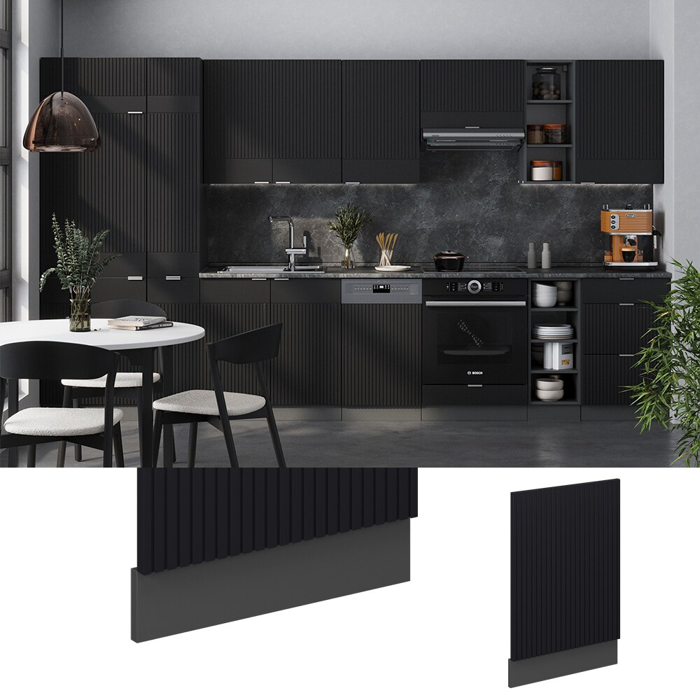 Vicco Geschirrsp&uuml;lerblende Fame-Line Anthrazit Schwarz gestreift 45 cm ohne Arbeitsplatte 