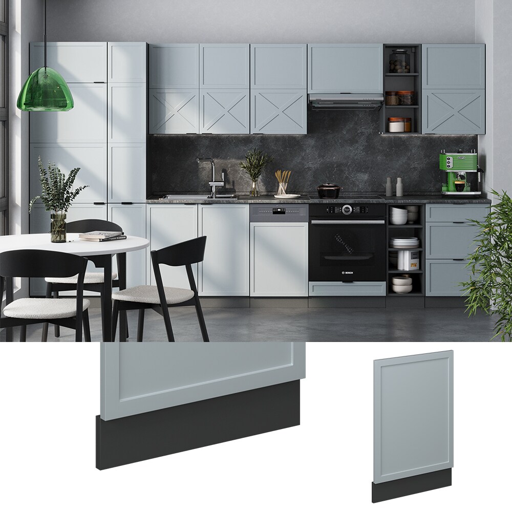 Vicco Geschirrsp&uuml;lerblende Fame-Line Anthrazit Hellblau-Grau gerahmt 45 cm ohne Arbeitsplatte 