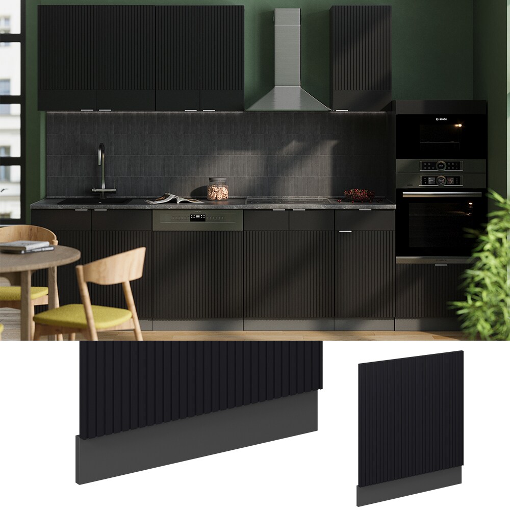 Vicco Geschirrsp&uuml;lerblende Fame-Line Anthrazit Schwarz gestreift 60 cm ohne Arbeitsplatte 