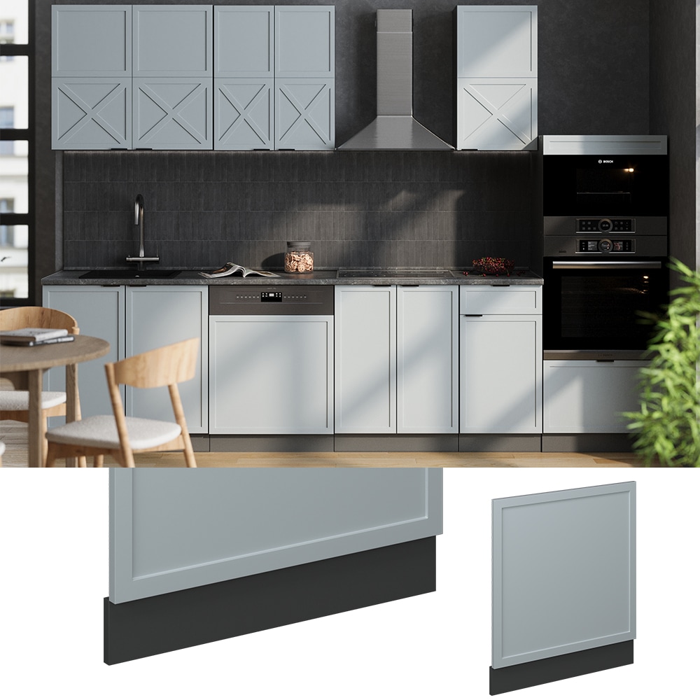 Vicco Geschirrsp&uuml;lerblende Fame-Line Anthrazit Hellblau-Grau gerahmt 60 cm ohne Arbeitsplatte 