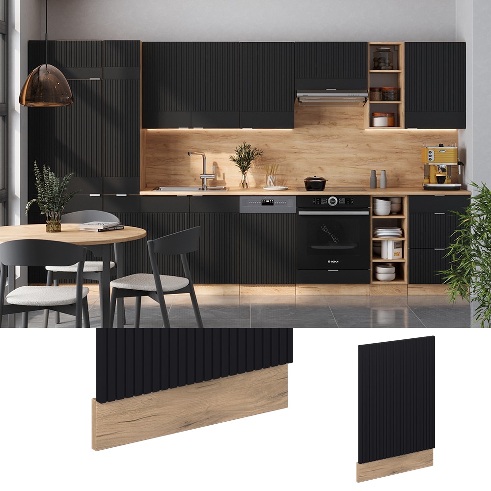 Vicco Geschirrsp&uuml;lerblende Fame-Line Eiche Schwarz gestreift 45 cm ohne Arbeitsplatte 