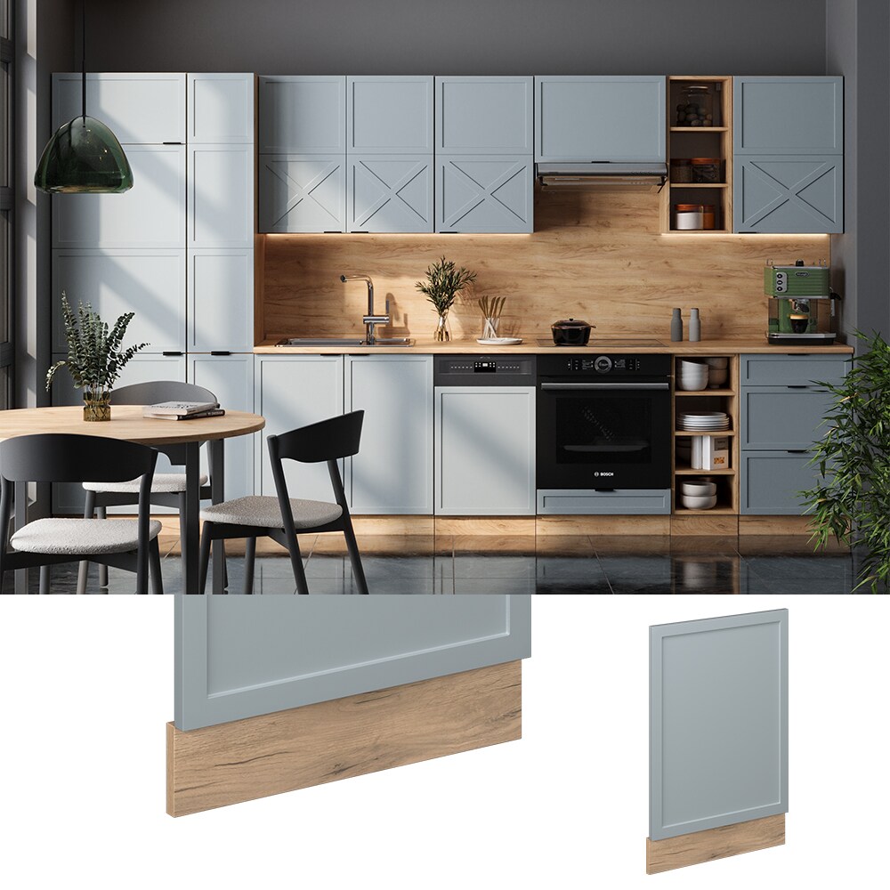 Vicco Geschirrsp&uuml;lerblende Fame-Line Eiche Hellblau-Grau gerahmt 45 cm ohne Arbeitsplatte 