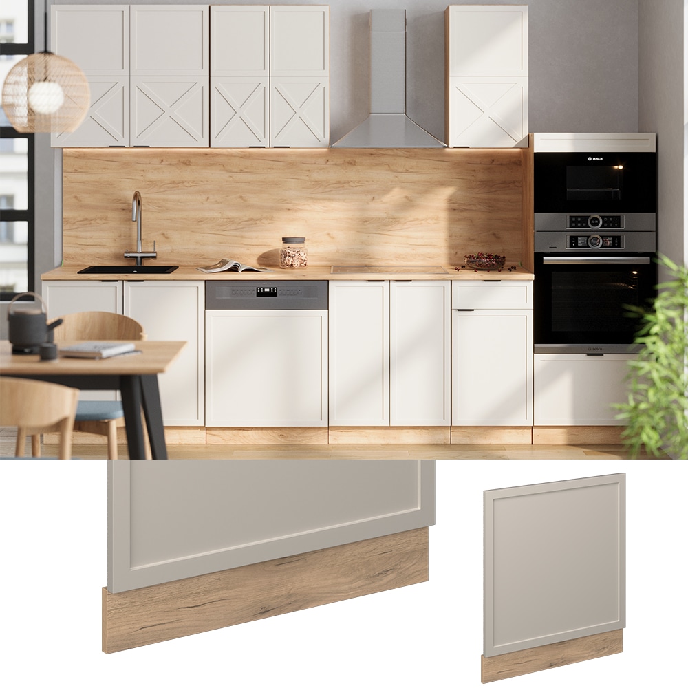 Vicco Geschirrsp&uuml;lerblende Fame-Line Eiche Grau-Beige gerahmt 60 cm ohne Arbeitsplatte 