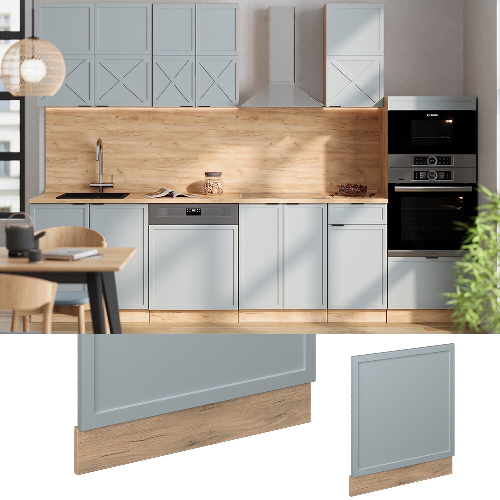 Vicco Geschirrsp&uuml;lerblende Fame-Line Eiche Hellblau-Grau gerahmt 60 cm ohne Arbeitsplatte 