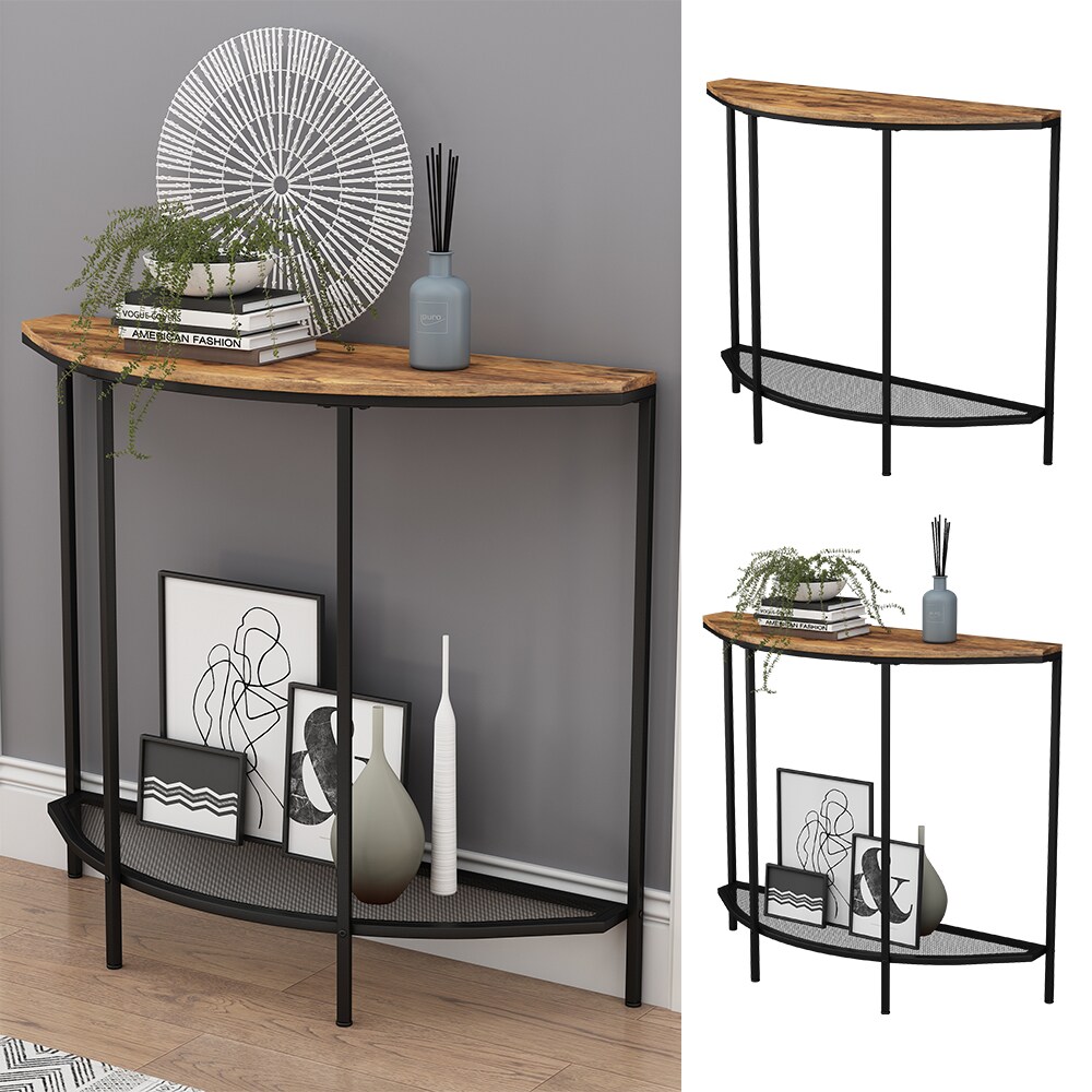 Vicco Wohnzimmertisch Fyrk Eiche Schwarz 92 x 81,5 cm mit offener Ablage 