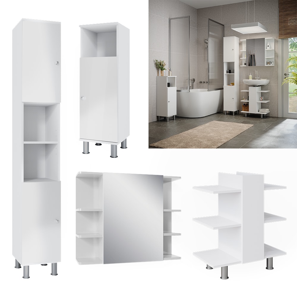 Vicco Badm&ouml;bel-Set Fynn Wei&szlig; 4 Teile 