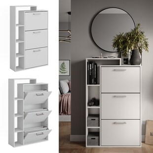 Vicco Schuhkipper Orlando Weiß 80 x 128,3 cm mit 3 Fächern 