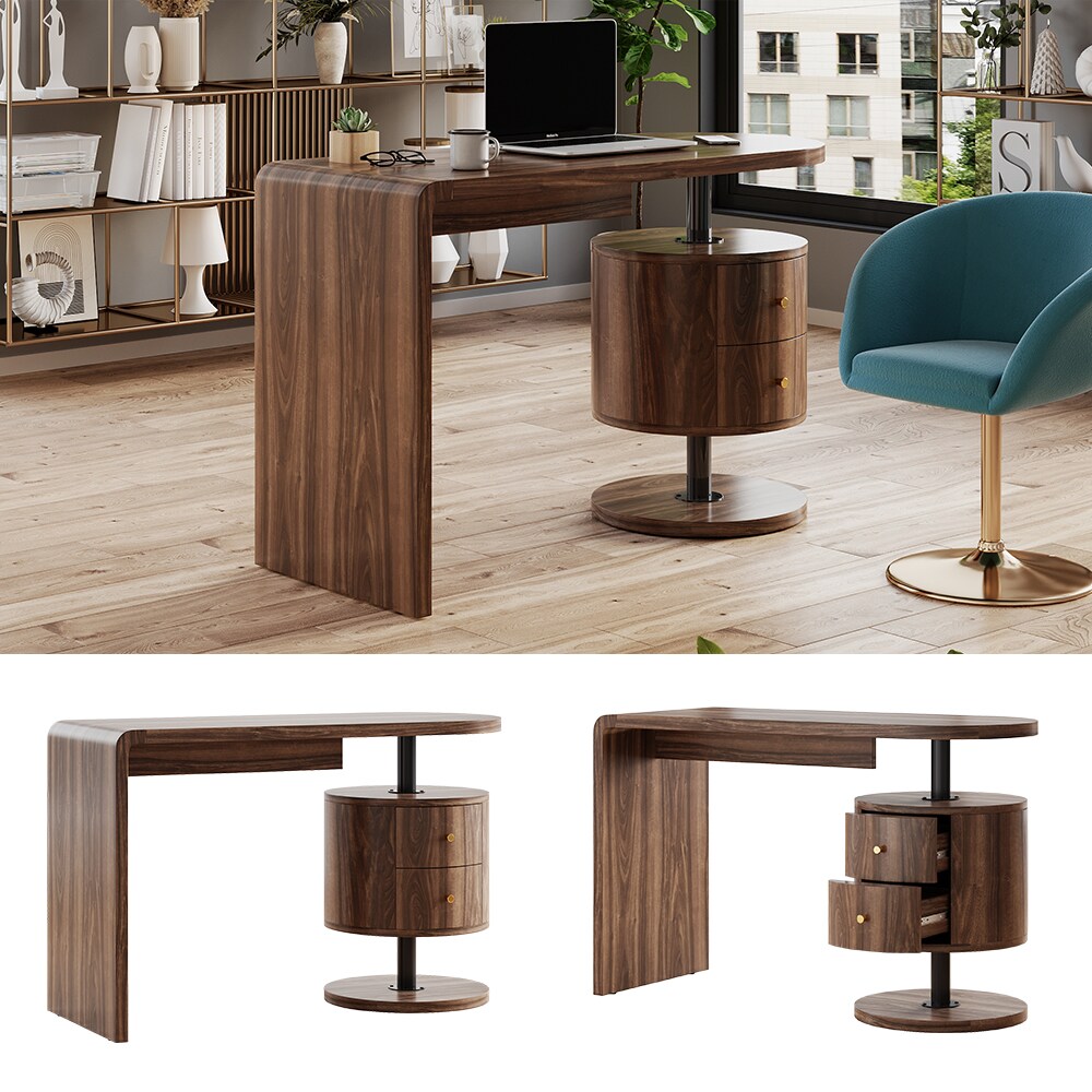 Vicco Schreibtisch Lara Eiche rustikal 120 x 50 cm mit 2 Schubladen 