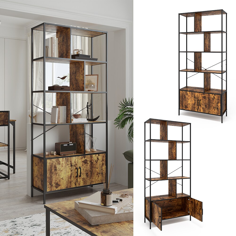 Vicco B&uuml;cherregal Fyrk Eiche rustikal 80 x 180 cm mit 4 Regalebenen 