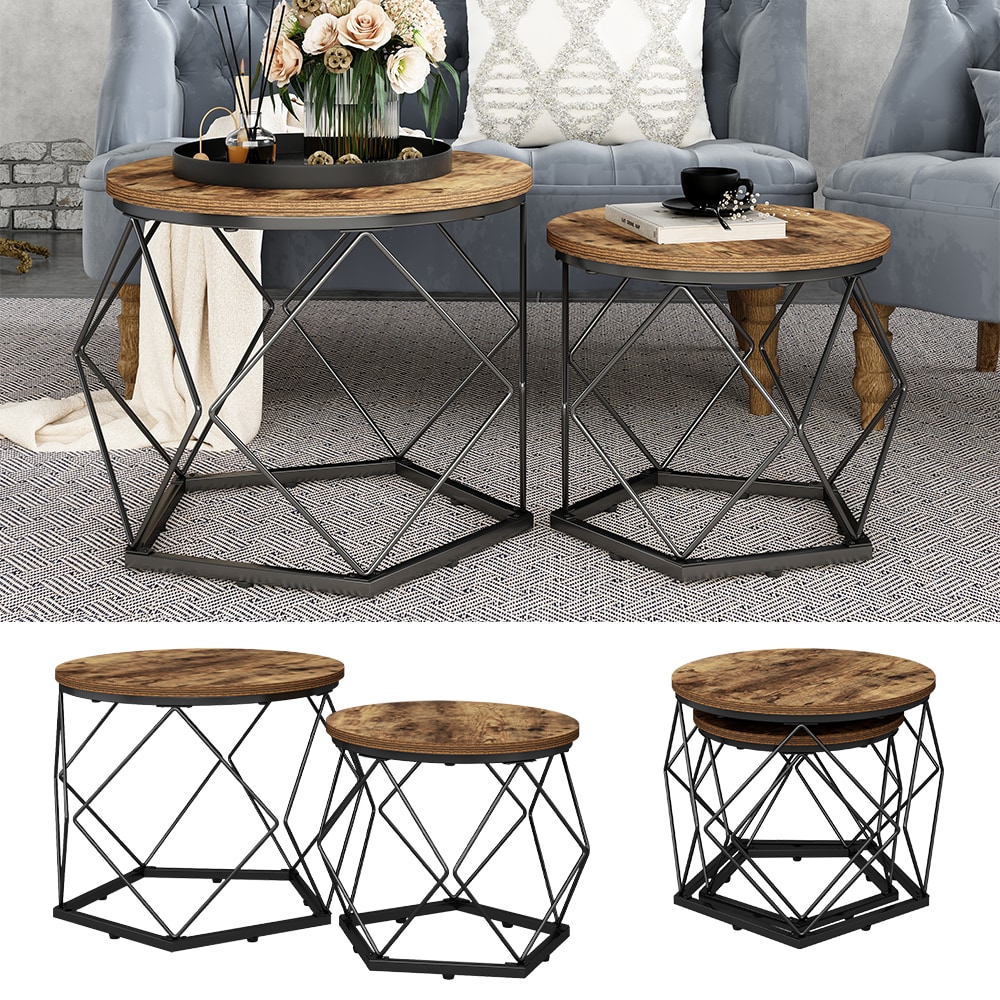 Vicco Couchtisch-Set Fyrk Eiche 50 x 50 cm 2 Teile 