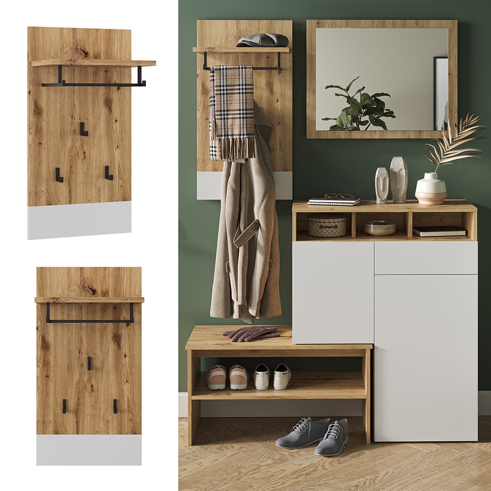 Vicco Wandgarderobe Selena Eiche Wei&szlig; 44 x 83 cm 
