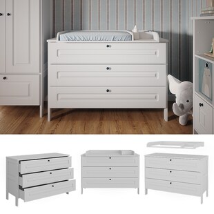 Vitalispa Wickelkommode Ajaton Weiß 133 x 98,4 mit 3 Schubladen 