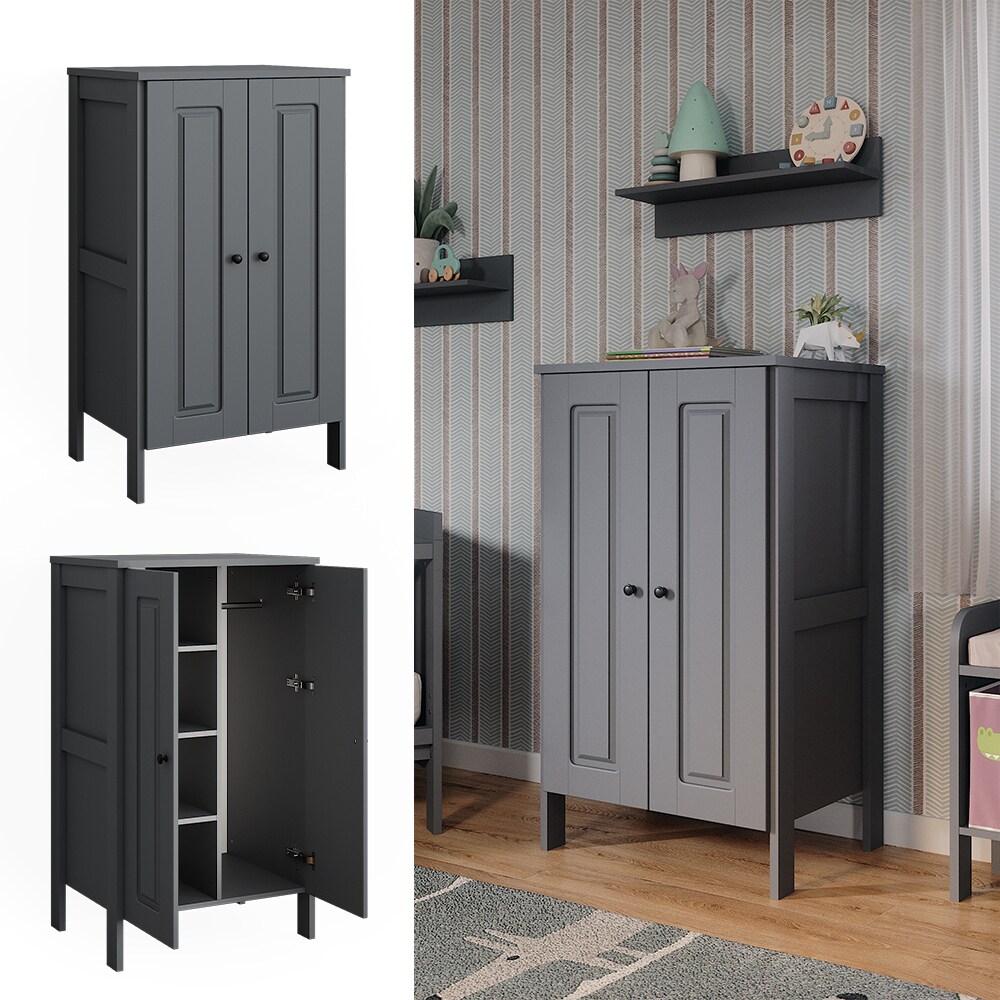 Vitalispa Kinderkleiderschrank Ajaton Grau 70 x 120,6 cm 