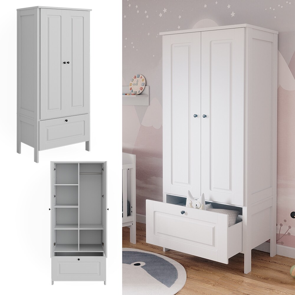 Vitalispa Kinderkleiderschrank Ajaton Wei&szlig; 83,3 x 187 cm 