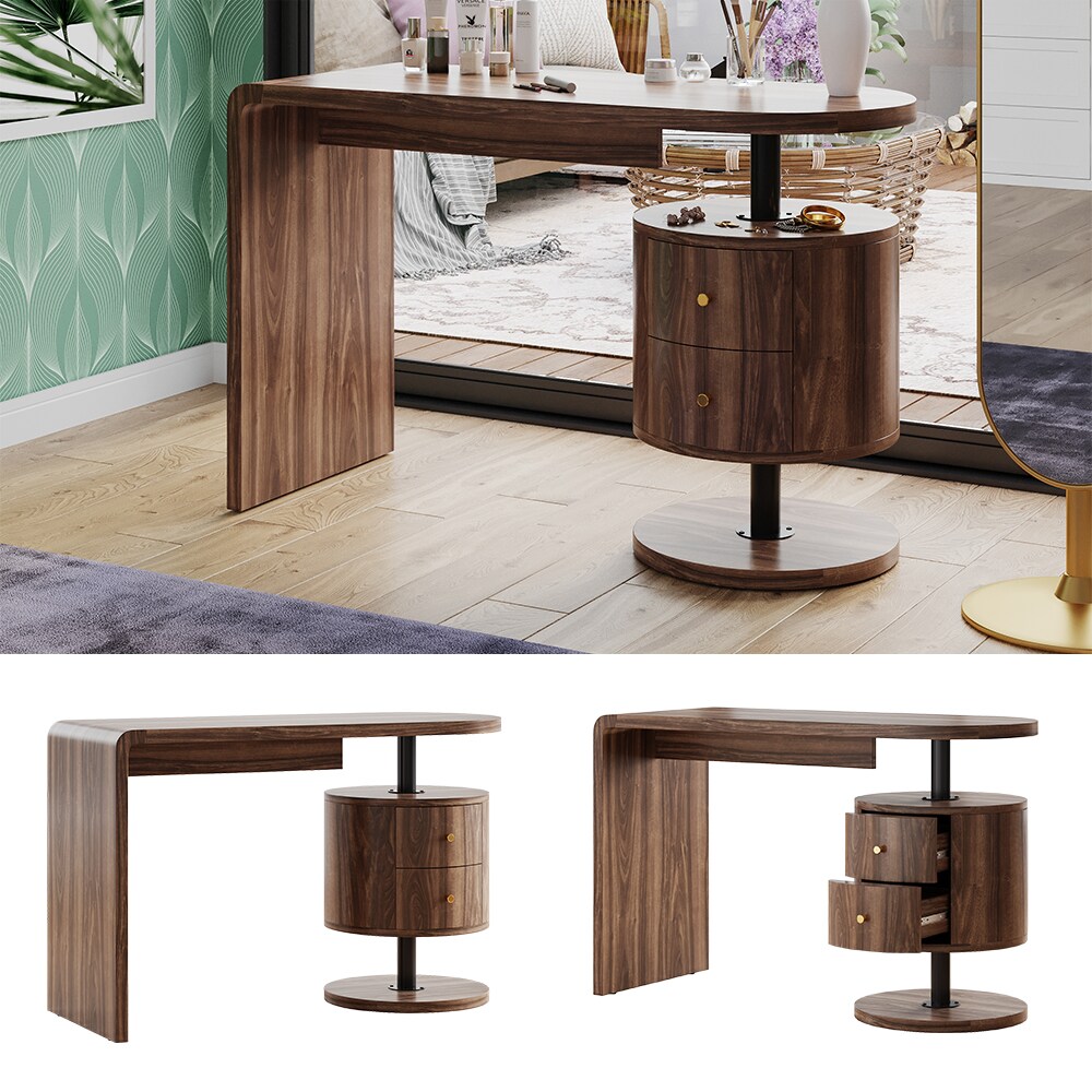 Vicco Schminktisch Lara Eiche rustikal 120 x 50 cm mit 2 Schubladen 