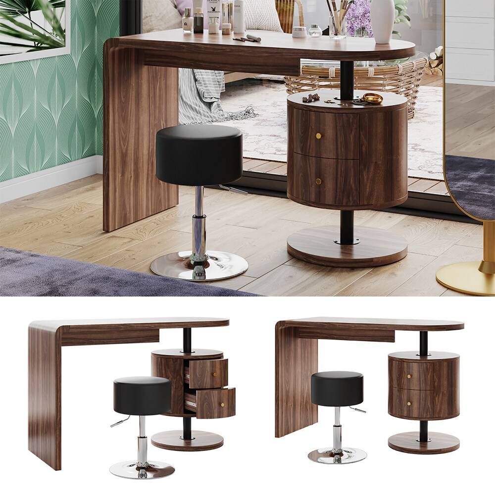 Vicco Schminktisch Lara Eiche rustikal 120 cm mit Hocker 