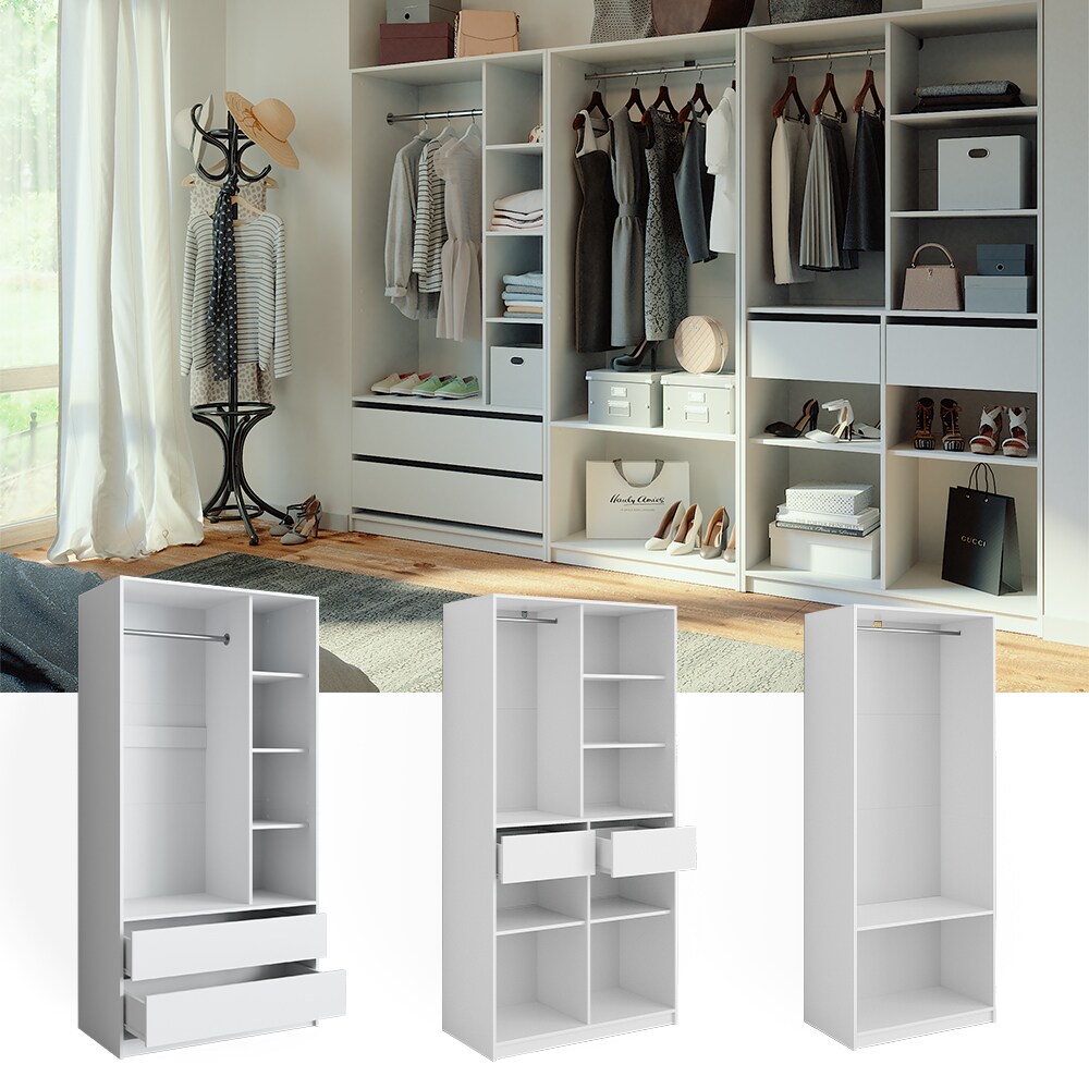 Vicco Kleiderschrank Elmo Wei&szlig; 100 x 200 cm Set mit 3 Teile 