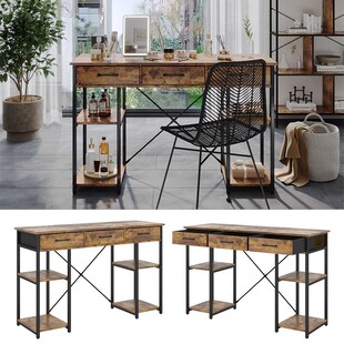 Vicco Schminktisch Chino Eiche 120 cm mit 3 Schubladen 