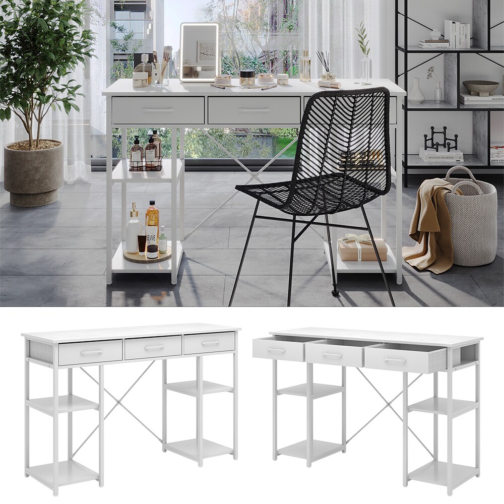 Vicco Schminktisch Chino Wei&szlig; 120 cm mit 3 Schubladen 