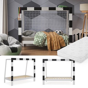 Vitalispa Kinderbett Fußballtor Weiß 178 x 142,5 cm mit Matratze 