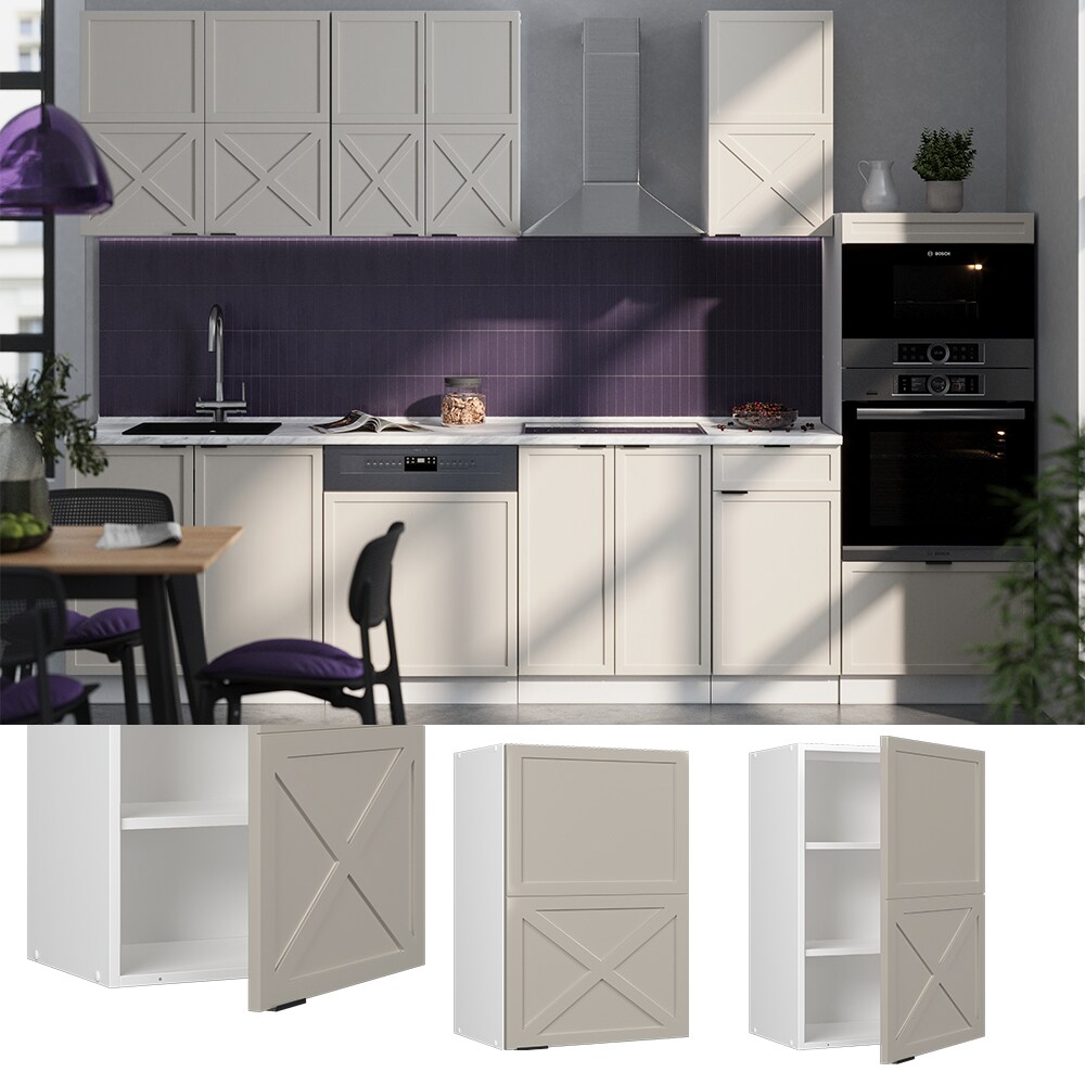 Vicco H&auml;ngeschrank Fame-Line Wei&szlig; Grau-Beige gerahmt 50 cm 