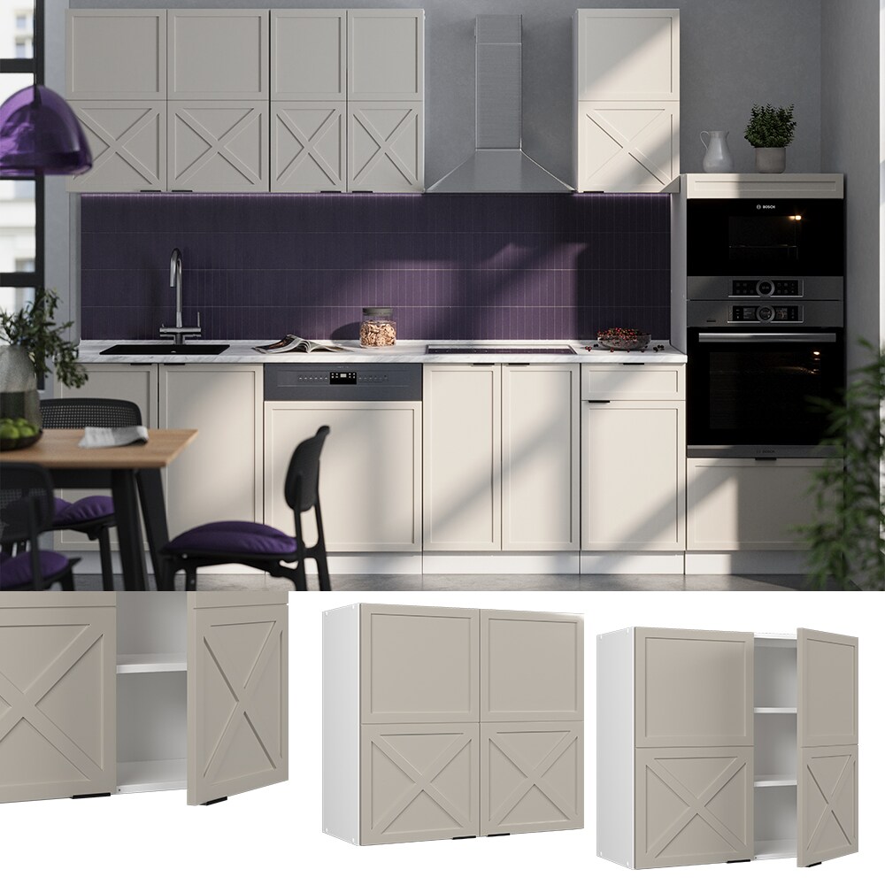 Vicco H&auml;ngeschrank Fame-Line Wei&szlig; Grau-Beige gerahmt 80 cm 