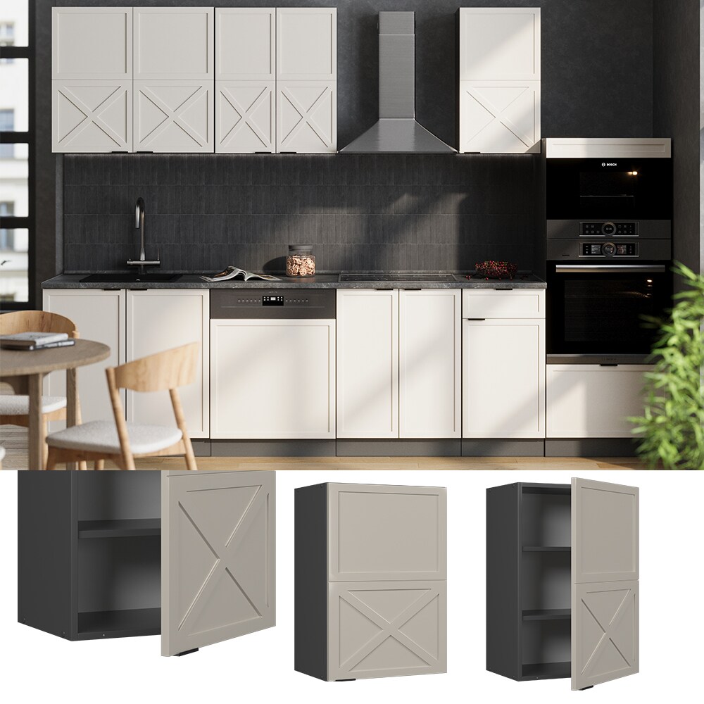 Vicco H&auml;ngeschrank Fame-Line Anthrazit Grau-Beige gerahmt 50 cm 