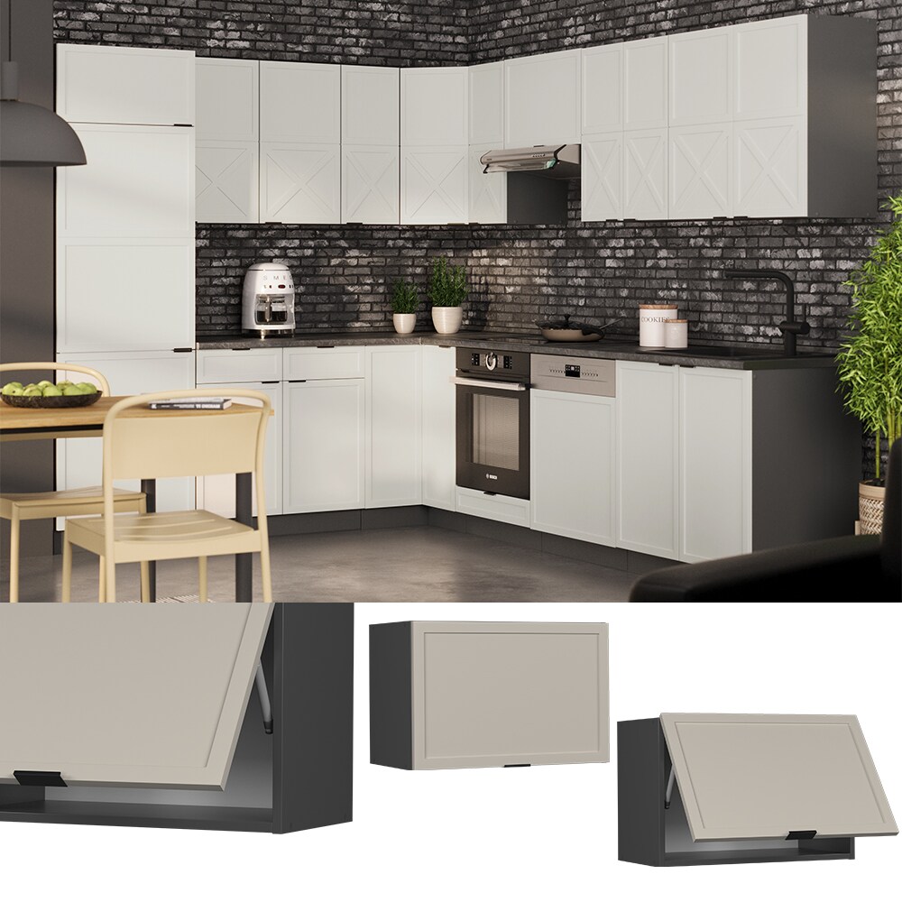 Vicco H&auml;ngeschrank Fame-Line Anthrazit Grau-Beige gerahmt 60 cm flach 