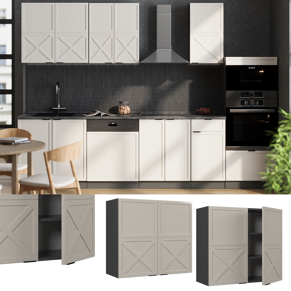 Vicco H&auml;ngeschrank Fame-Line Anthrazit Grau-Beige gerahmt 80 cm 