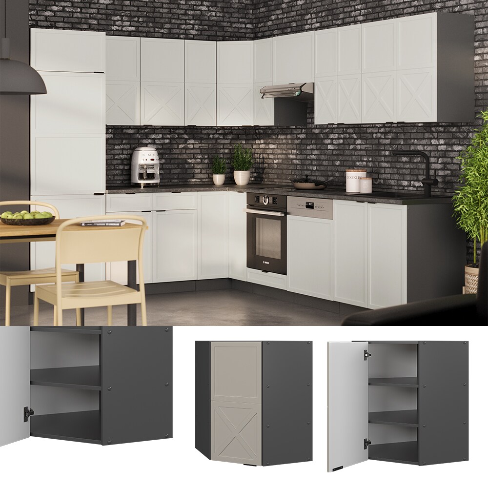 Vicco Eckh&auml;ngeschrank Fame-Line Anthrazit Grau-Beige gerahmt 57 cm 