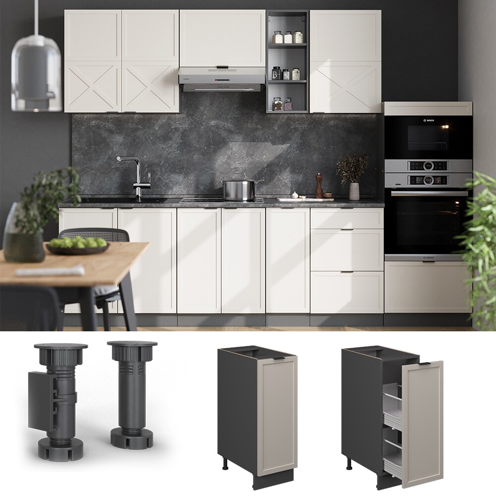 Vicco Apothekerunterschrank Fame-Line Anthrazit Grau-Beige gerahmt 30 cm ohne Arbeitsplatte 