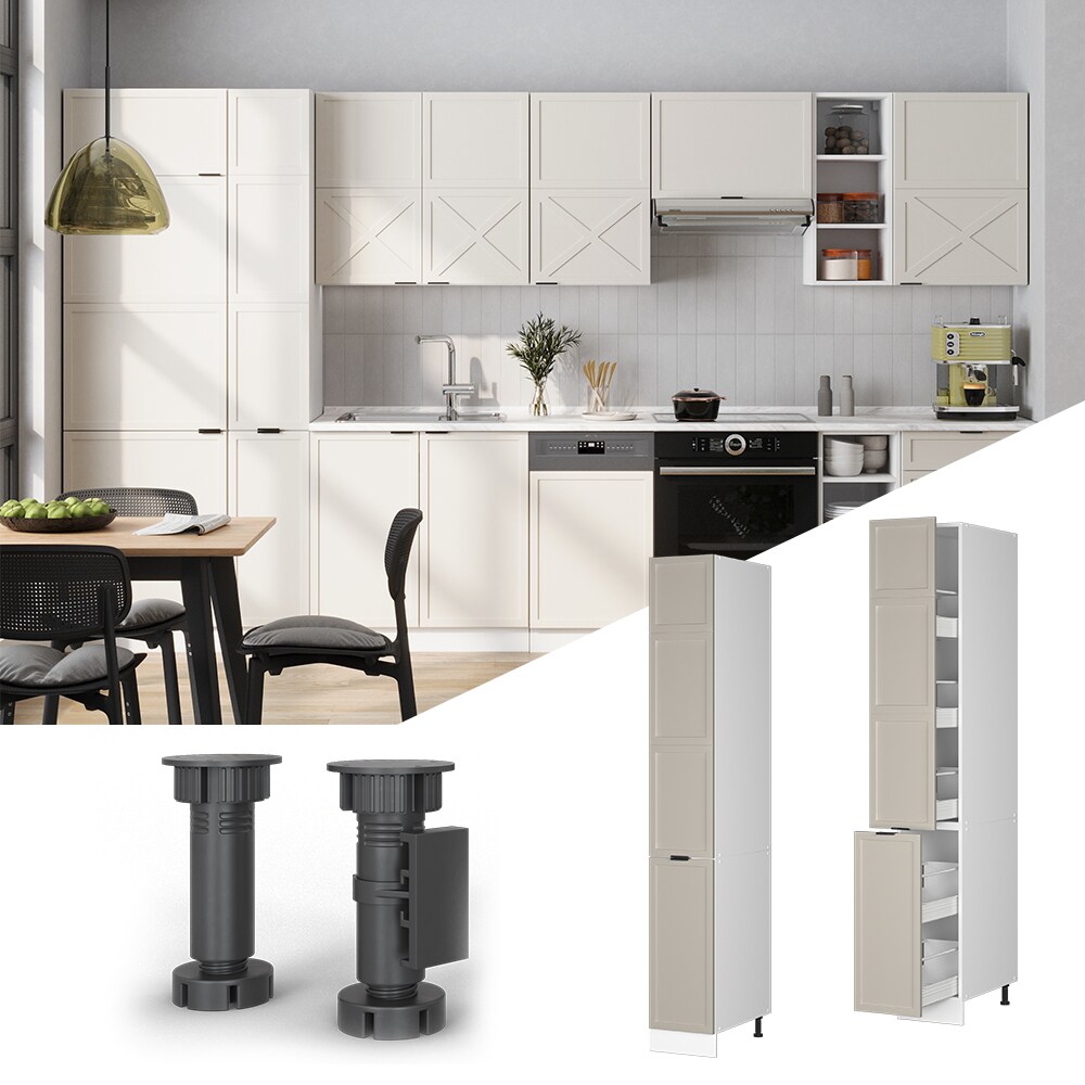 Vicco Apothekerhochschrank Fame-Line Wei&szlig; Grau-Beige gerahmt 30 cm 