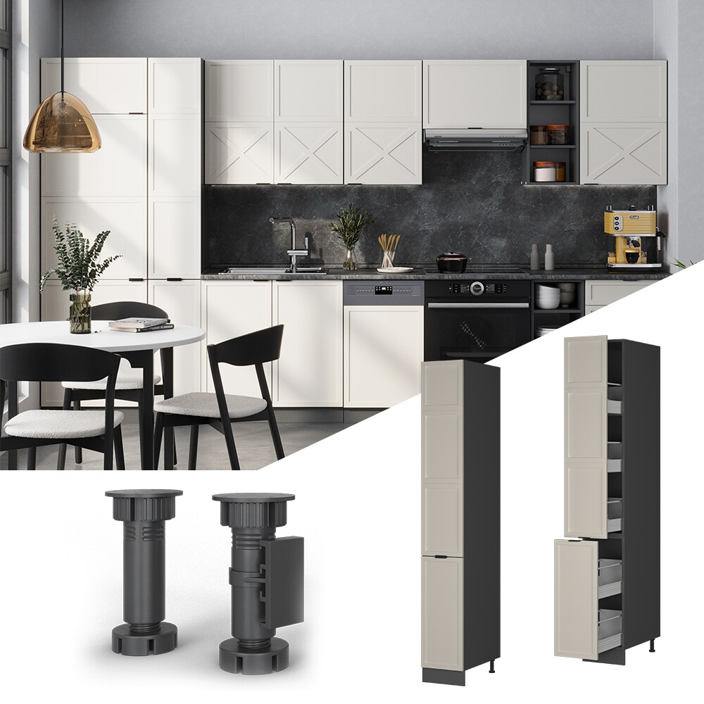 Vicco Apothekerhochschrank Fame-Line Anthrazit Grau-Beige gerahmt 30 cm 