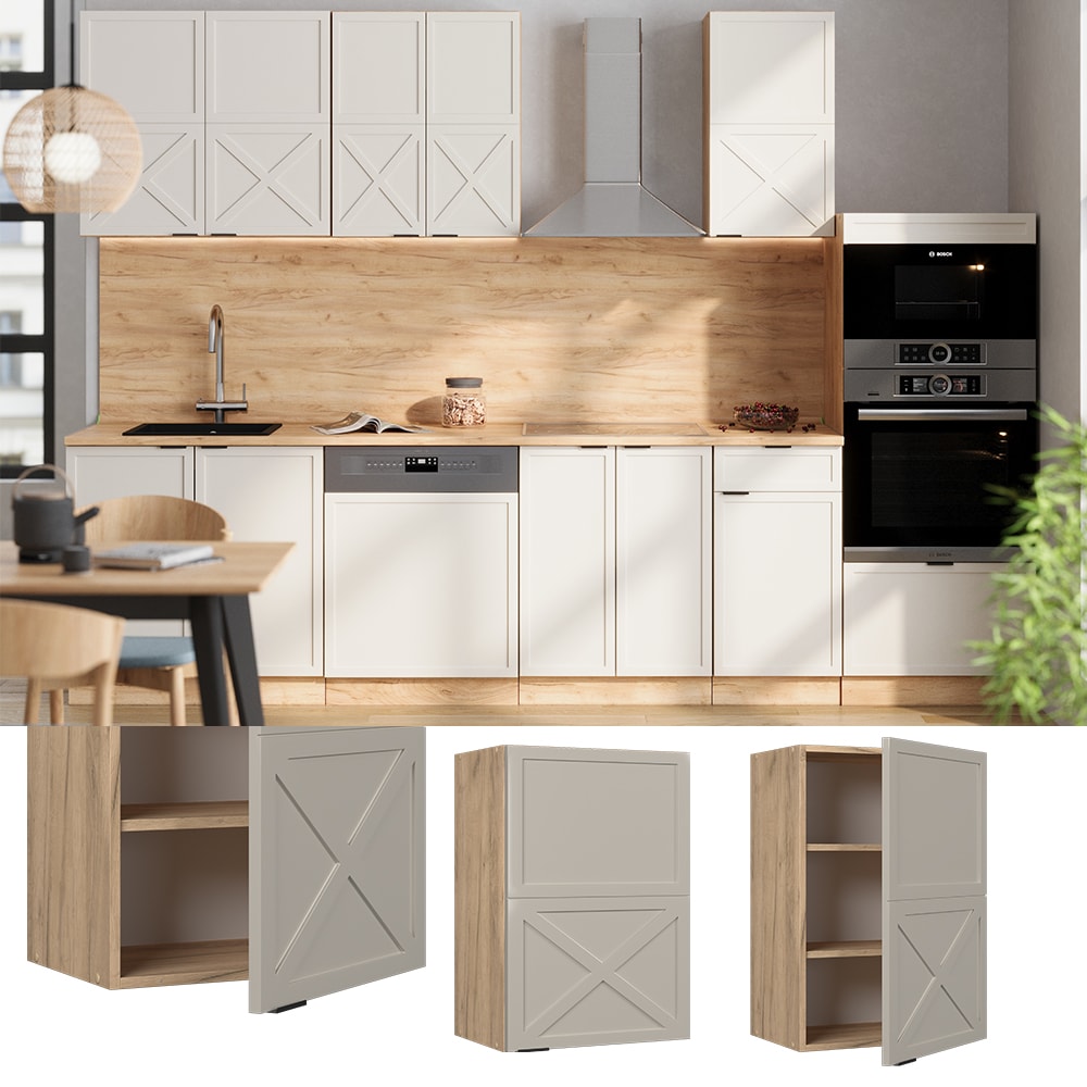 Vicco H&auml;ngeschrank Fame-Line Eiche Grau-Beige gerahmt 50 cm 