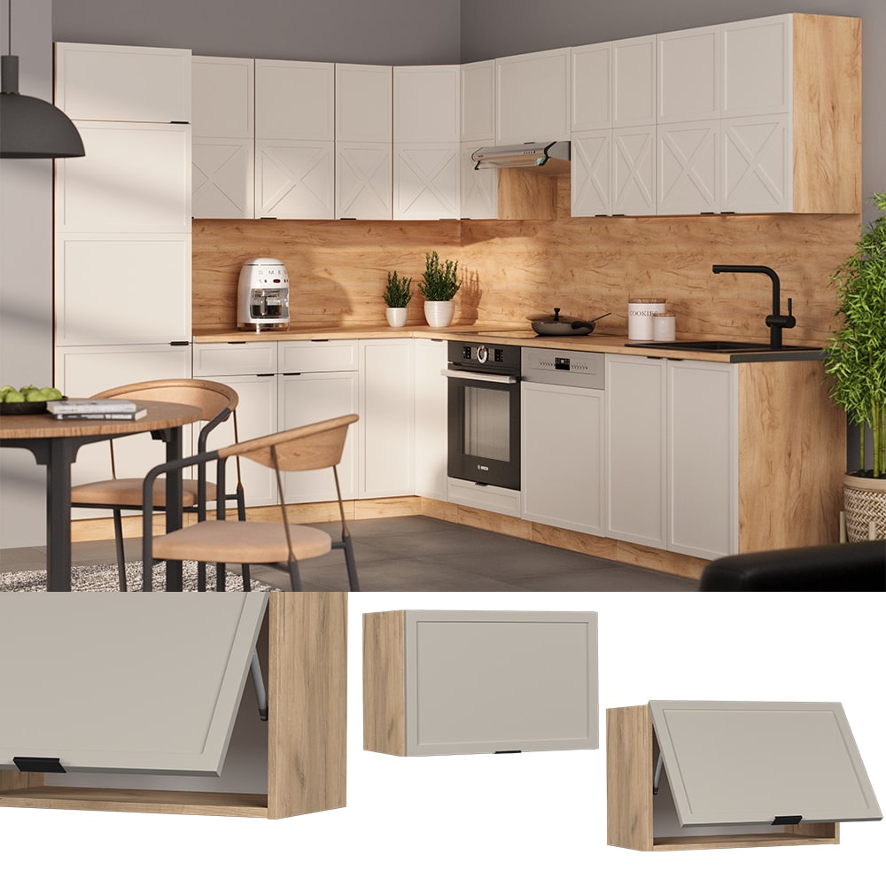 Vicco H&auml;ngeschrank Fame-Line Eiche Grau-Beige gerahmt 60 cm flach 