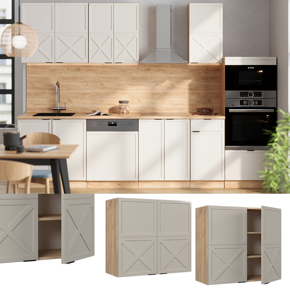 Vicco H&auml;ngeschrank Fame-Line Eiche Grau-Beige gerahmt 80 cm 