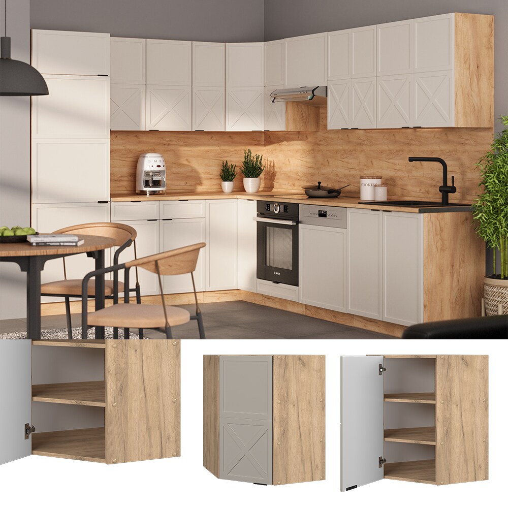 Vicco Eckh&auml;ngeschrank Fame-Line Eiche Grau-Beige gerahmt 57 cm 