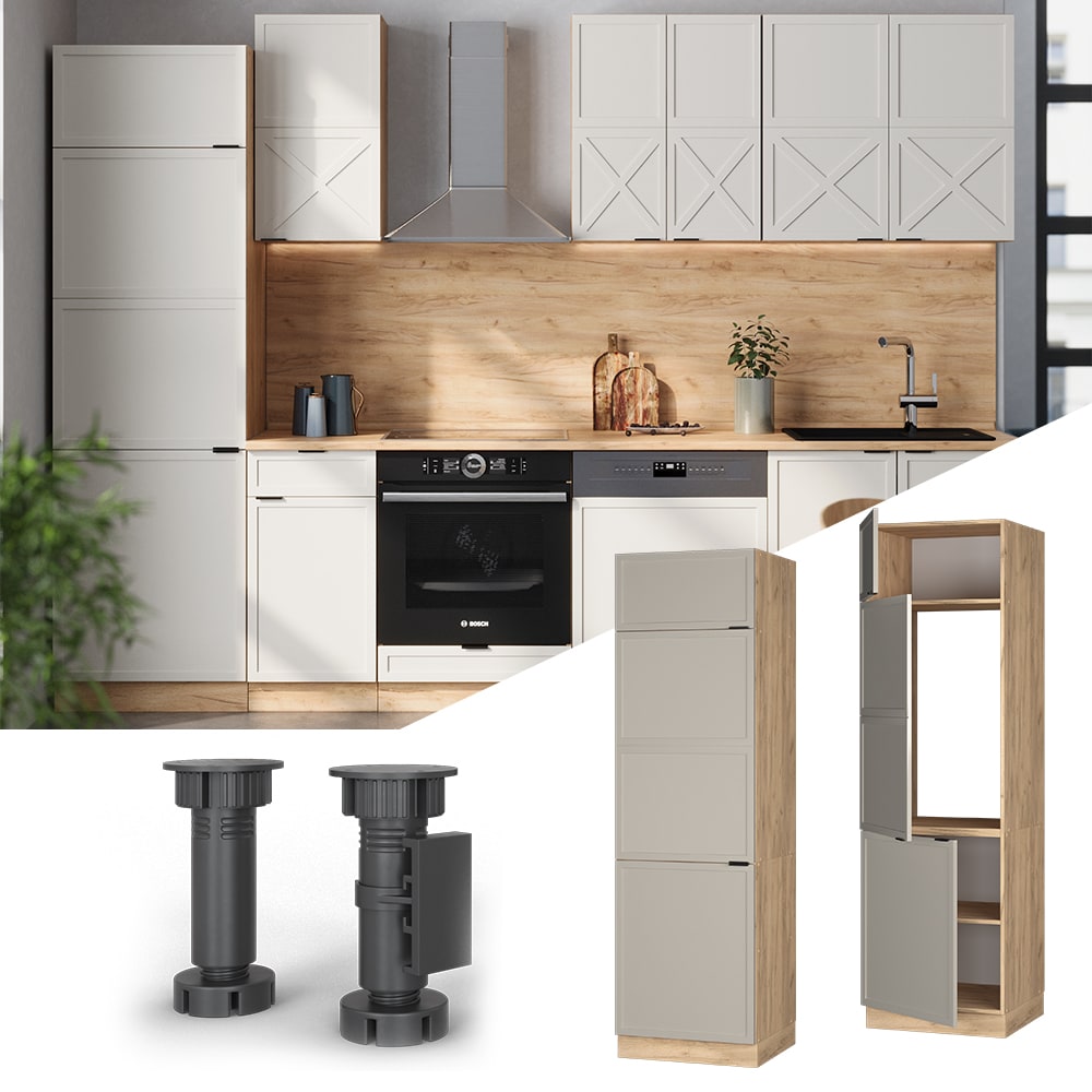 Vicco K&uuml;hlumbauschrank Fame-Line Eiche Grau-Beige gerahmt 60 cm 