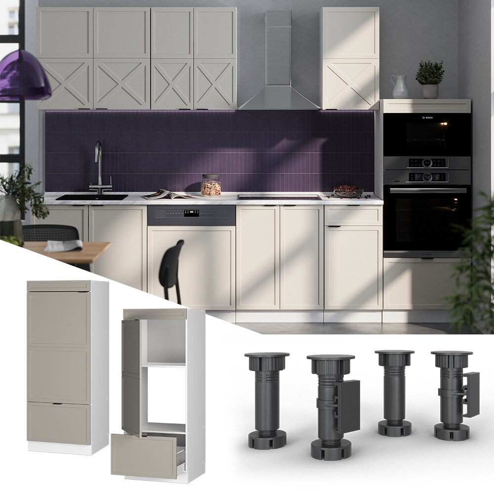 Vicco Mikrowellenschrank Fame-Line Wei&szlig; Grau-Beige gerahmt 60 cm mit Schublade & T&uuml;r 