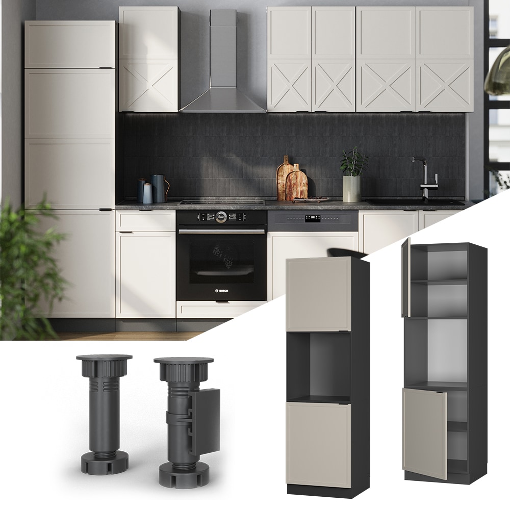 Vicco Vorratsschrank Fame-Line Anthrazit Grau-Beige gerahmt 60 cm 2 T&uuml;ren 