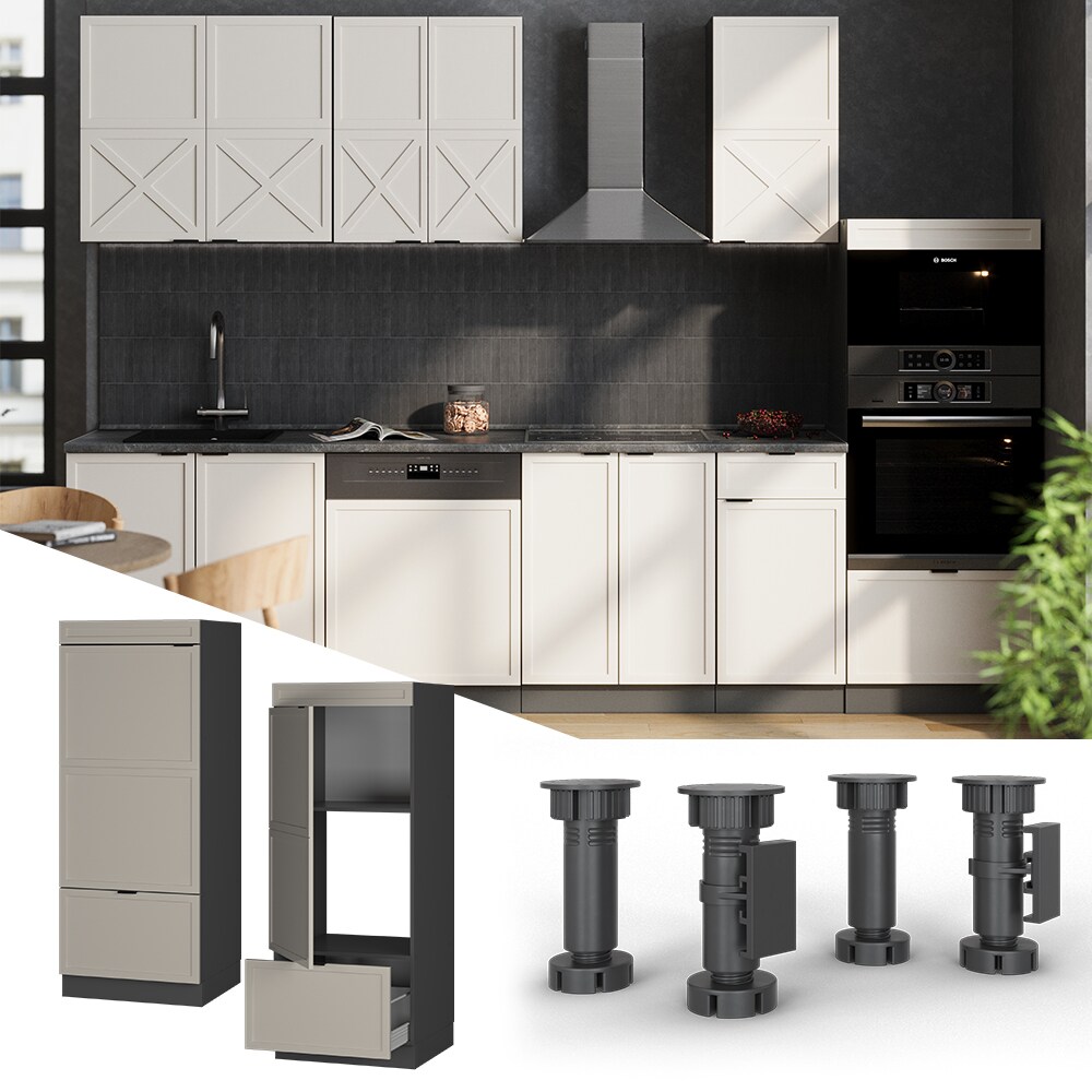 Vicco Mikrowellenschrank Fame-Line Anthrazit Grau-Beige gerahmt 60 cm mit Schublade & T&uuml;r 