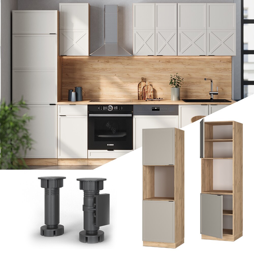 Vicco Vorratsschrank Fame-Line Eiche Grau-Beige gerahmt 60 cm 2 T&uuml;ren 