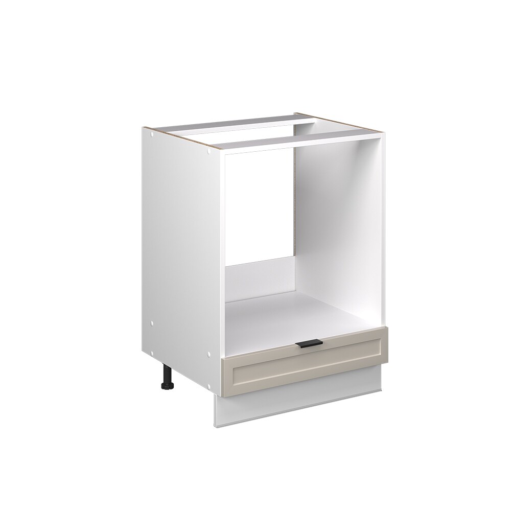 Vicco Herdumbauschrank Fame-Line Wei&szlig; Grau-Beige gerahmt 60 cm mit Arbeitsplatte Marmor-Wei&szlig; 